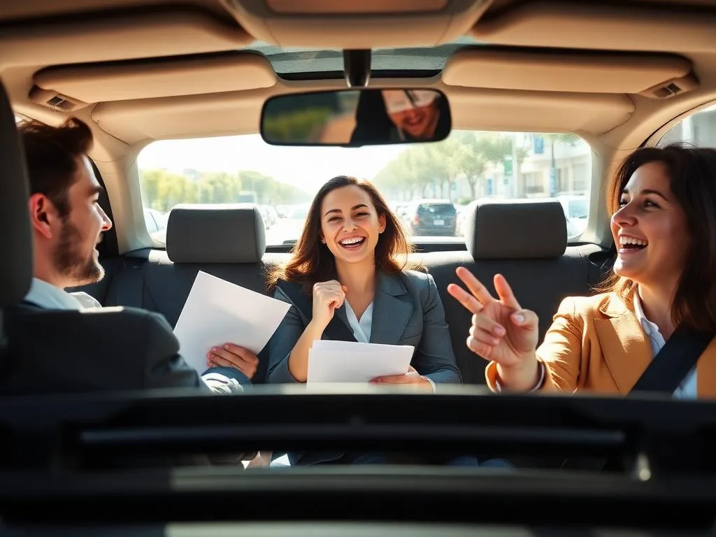 Tres compañeros comparten coche camino del trabajo